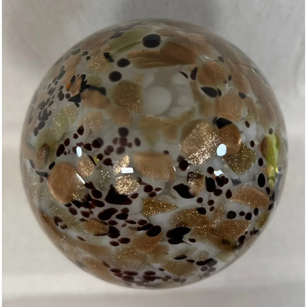 Vintage Italian Murano Style Art Glass Vase Gold Copper Aventurine 12